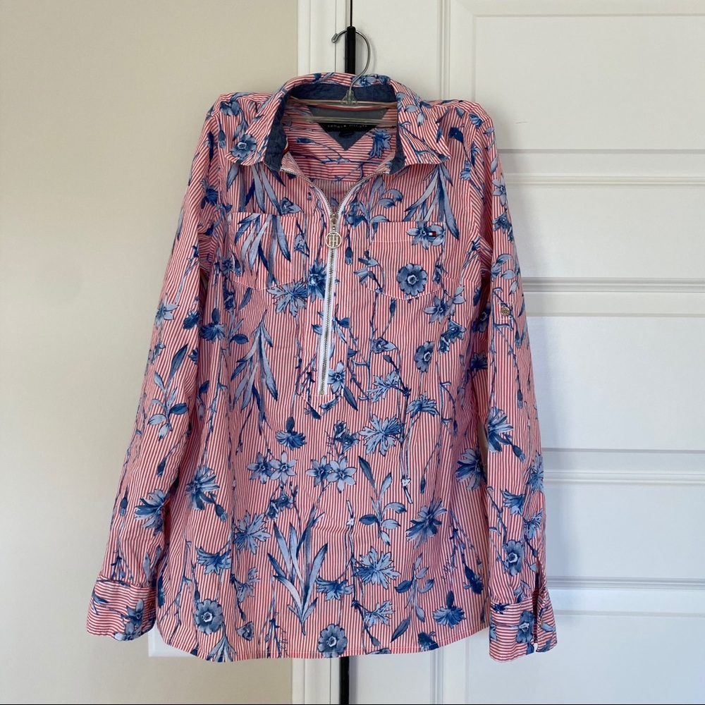 Tommy Hilfiger Red White Blue Blouse Top